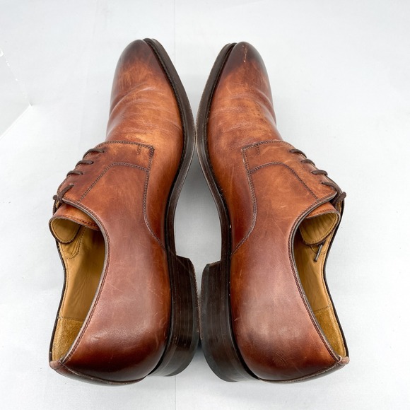 Magnanni Mens 8.5 M Plain Toe Derby Dress Shoes Brown Leather Oxford Blucher main image 13